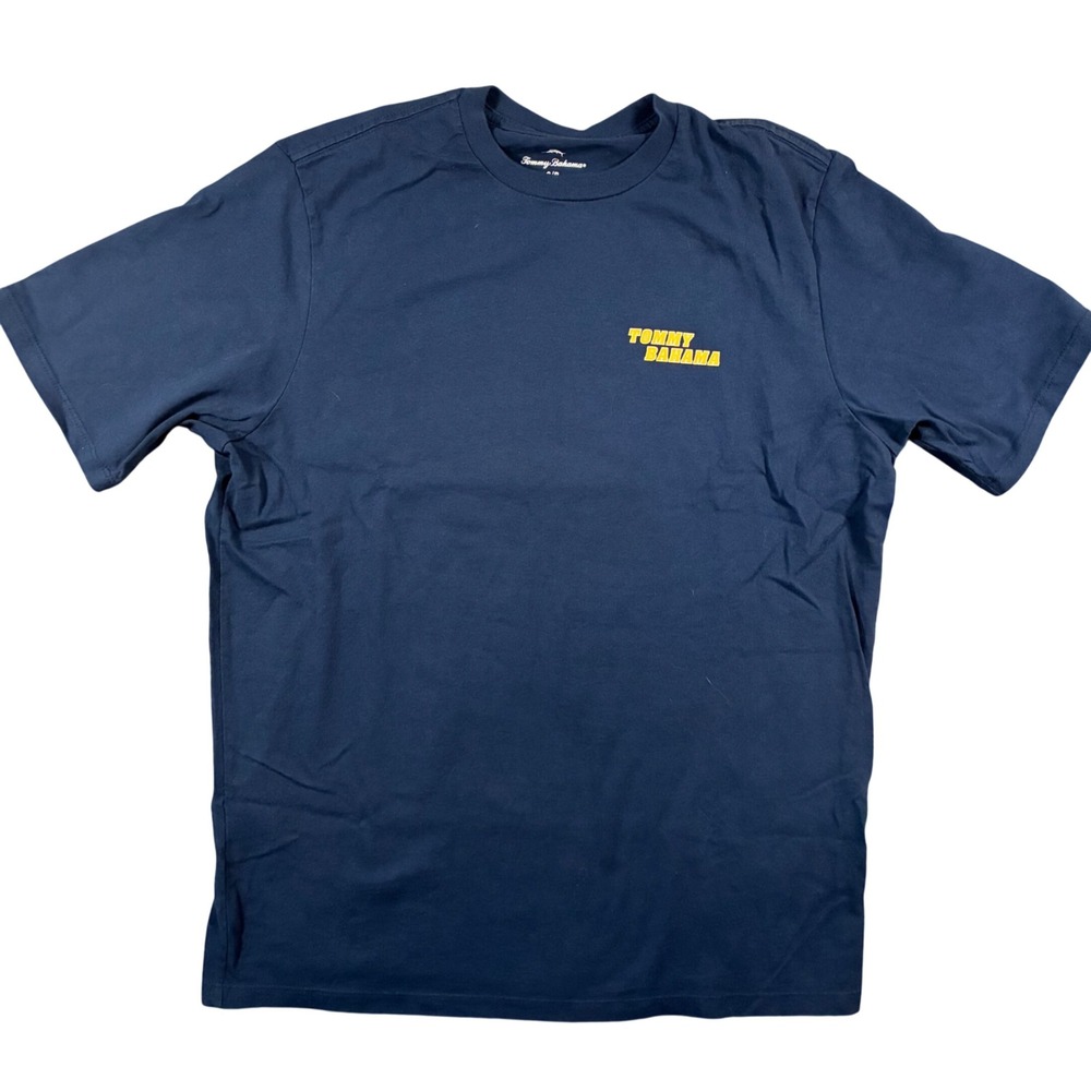 Tommy Bahama Mens Lawn In 60 Seconds Graphic T-Shirt Navy Blue Size Small UPF 30